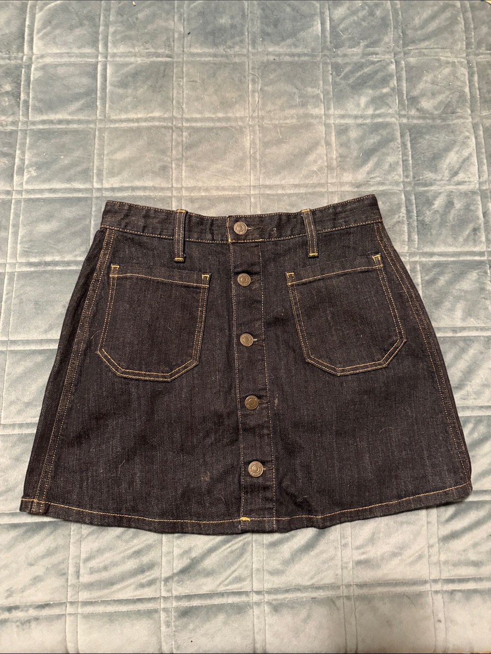 Ralph Lauren Dark Denim Button-Front Mini Skirt